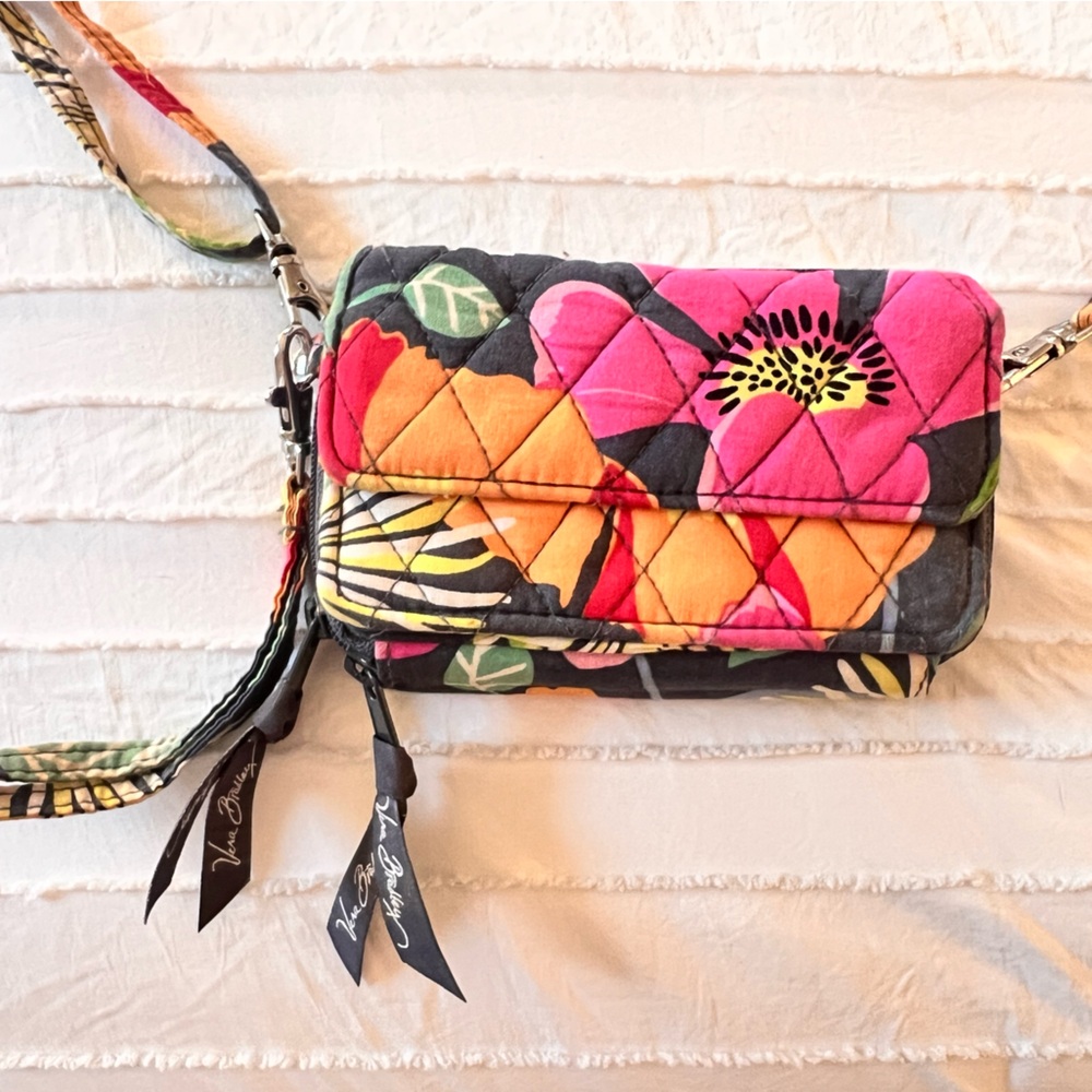 Vera Bradley Floral Print jazzy Blooms Wristlet Crossbody Wallet